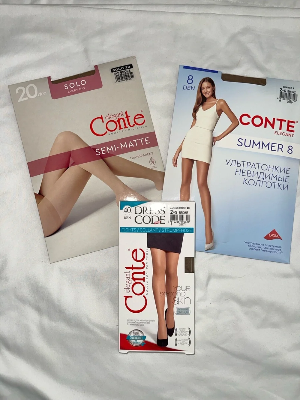 3 Separate Pairs Conte Elegant Pantyhose Size: S (8D / 20D / 40D)